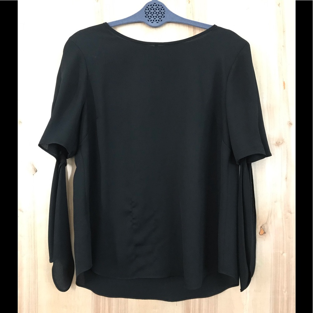 Ann Taylor Black Tie Sleeve Top Size Petite M